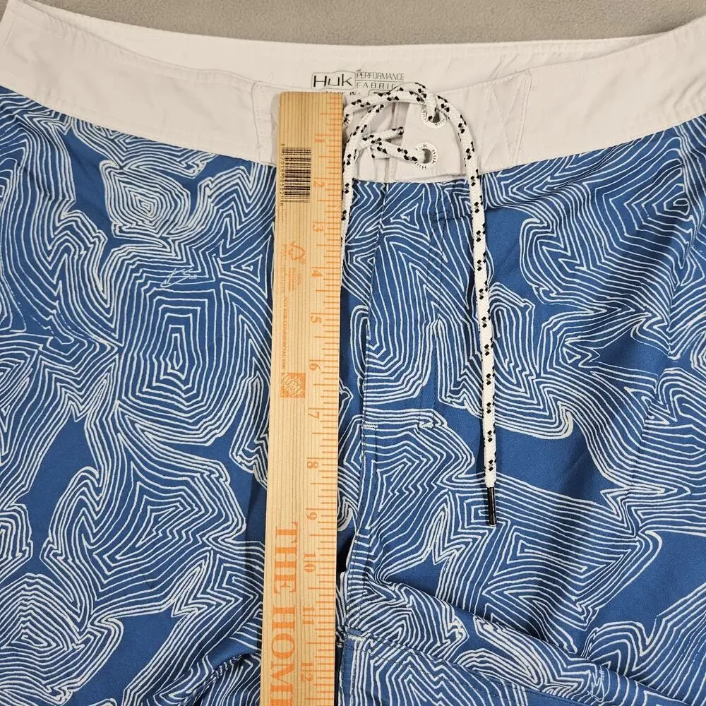 Huk Board Shorts Mens 32 Blue Performance Outdoors Fishing Hiking Swimming Beach